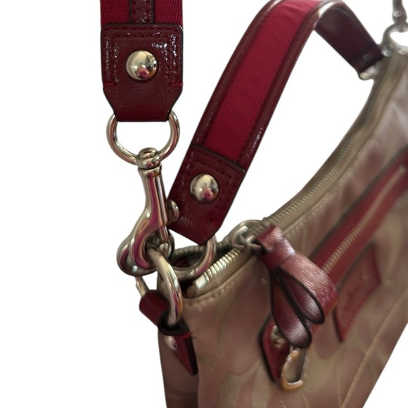 Coach Tan  and Red Y2K Poppy Mini Bag with Signature Style Vintage - Picture 7 of 10